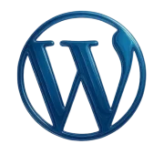 Modrá 3D ikona loga WordPress pre responzívny vývoj webstránok